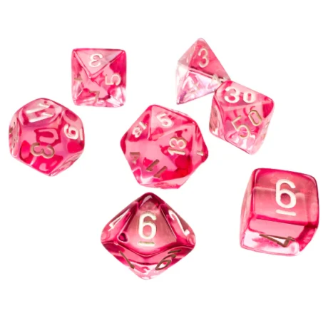 Chessex Translucent Mini - Polyhedral Pink/White 7-Die Set