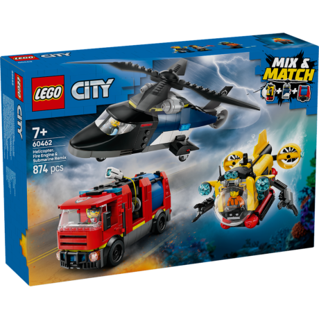 Lego 60462 Helicopter, Fire Truck & Submarine Remix
