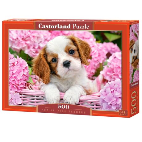 Pup in Pink Flowers - 500 pcs